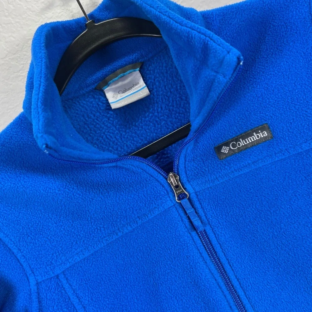 Columbia Fleece‎ Jacket Full Zip Pockets Cozy Warm Blue Coat kids L 14/16